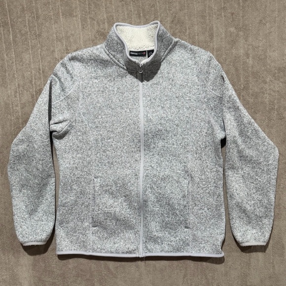 Swiss Tech Other - Swiss Tech Women’s Gray Zip-Up Jacket Ivory Fleece Lined Sweater Large (12-14)